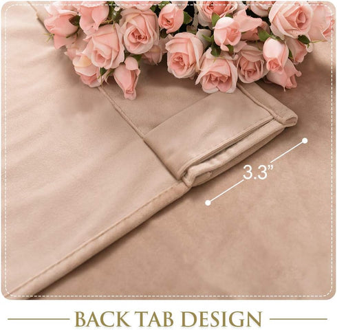 72 inches W52 L72, 2 StangH Beige Blush Velvet Curtains Length- Soft Thick Drapes Light Blocking for Kitchen, Vintage