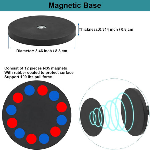 Gym Magnetic Phone Holder for Gym/Fridges/Motorcycle Tank/Motor Vehicle, 3.46 inch Magnetic Base Aluminum Alloy Ball