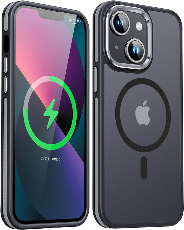 JAME Magnetic iPhone 13 & 14 Case, Slim Shockproof Military-Grade Protection, Non-Slip Matte, Black, 6.1"