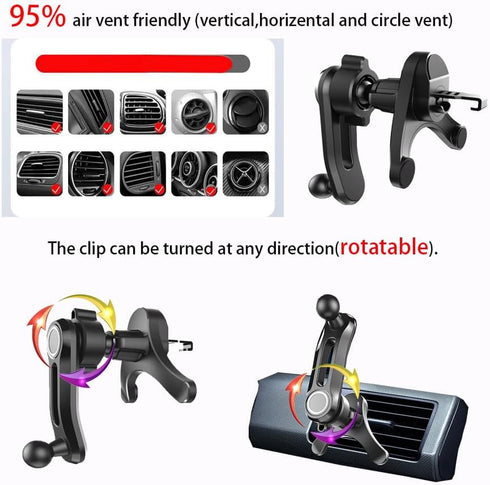 Car Phone Holder Mount with Wireless Charging, Auto Clamping, Rotatable Vent Clip for iPhone and Samsung