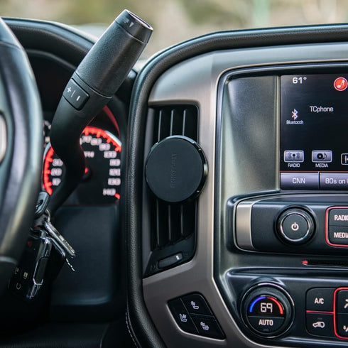 ROKFORM Double Magnetic Air Vent Holder, Aluminium Car Holder, Super Grip Clip, Black, Compatible with MagSafe Phones