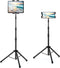 Raking Tablet Floor Stand, Height Adjustable Cellphone Floor Stand with 360Rotating Tripod Mount,