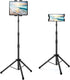 Raking Tablet Floor Stand, Height Adjustable Cellphone Floor Stand with 360Rotating Tripod Mount,