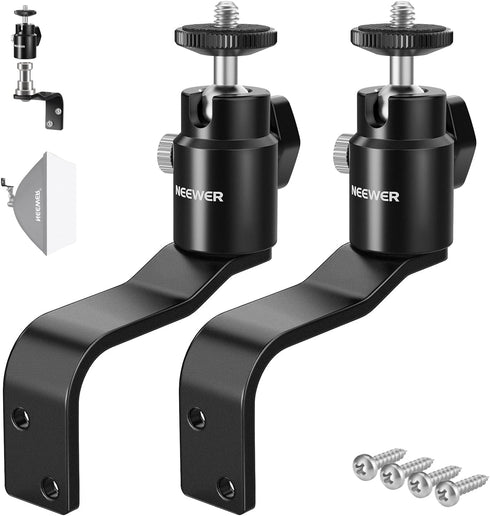 NEEWER 2 Pack E Type Wall Ceiling Mount, Ring Light Wall Mount Bracket with Detachable Ball Head