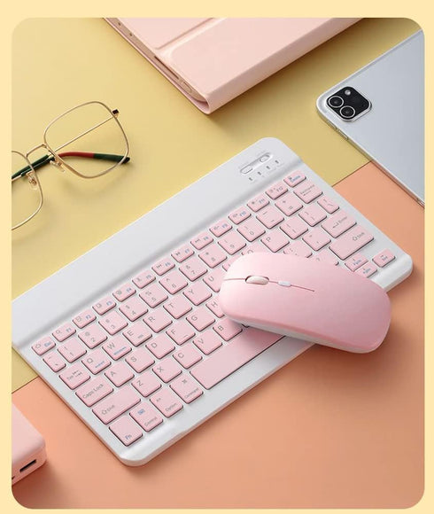 Bluetooth Wireless Keyboard and Mouse Combo, Ultra-Slim Ergonomic Small Rechargeable Bluetooth Keyboard Mouse Set for