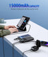 UYAYOHU Portable Charger 15000mAh, Fast Charging Battery Pack with Built-in AC Wall Plug and 2 Output Cables, LED