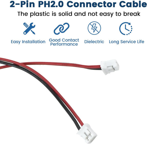 SDTC Tech 3 Pack 9V Battery Snap to 2-Pin PH2.0 Connector Cable, 15cm