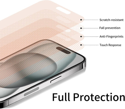 2 Pack Privacy Screen Protector for iPhone 15 Pro, Gradient Soft Film, Anti-Spy, Anti-Blue Light, Eye Protection
