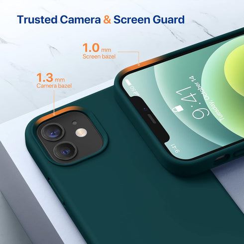 Miracase Compatible with iPhone 12 and iPhone 12 Pro Case, Teal Liquid Silicone Gel Rubber Full Body Shockproof