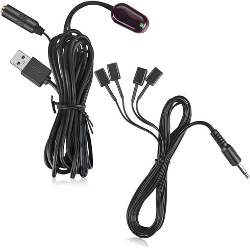 IR Repeater Hidden Infrared Remote Extender System, 1 Receiver 4 Emitters Control Kit, USB Adapter for Amplifier, Cable