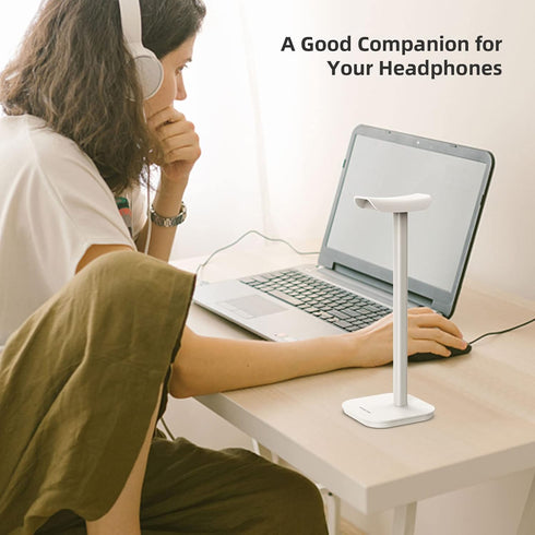 Heavy Base Headphone Stand for Gaming Headsets, Compatible with AirPods Max, Pro, Sony, Beats, Bose, Razer (White)