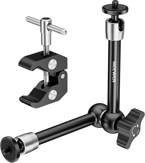 NEEWER 9.8"/25cm Adjustable Magic Arm with Super Clamp, Compatible with SmallRig Camera Cage, Max Load: 4.4lb