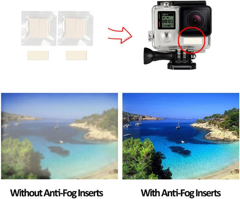 60pcs Anti Fog Inserts for GoPro Hero 12 11 10 9 8 7 6 5 4 3, Waterproof Case Underwater Using