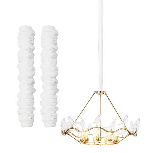NICENEEDED 2 PCS Chandelier Fabric Cord Cover, White Chandelier Chain CoverChain Cable