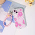 Clear Pink Floral Bear Camera Lens Case for iPhone 12, with Lovely Flower Bracelet Chain