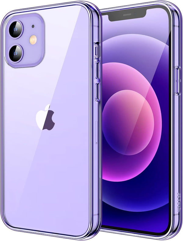 JETech iPhone 12 Mini 5.4-Inch Case, Non-Yellowing Shockproof Phone Bumper Cover, Anti-Scratch Clear Back, Deep Purple