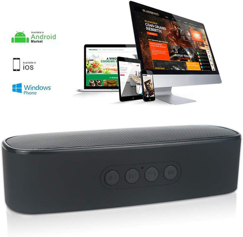 Wireless Bluetooth Speaker with AUX/USB/TF Card Slot, Outdoor Portable Stereo Speaker with Enhanced Bass for Travel,