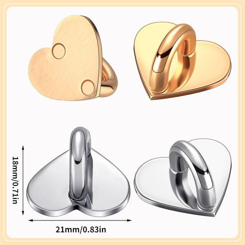 Moxweyeni 8 Pcs Cell Phone Finger Ring, Adhesive Metal Grip Loop Stand for DIY Hanging Supplies - Heart Grip