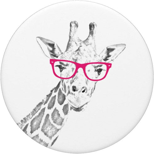 PopSockets PopGrip: Giraffe wearing Hot Pink Glasses Swappable Grip for Phones & Tablets