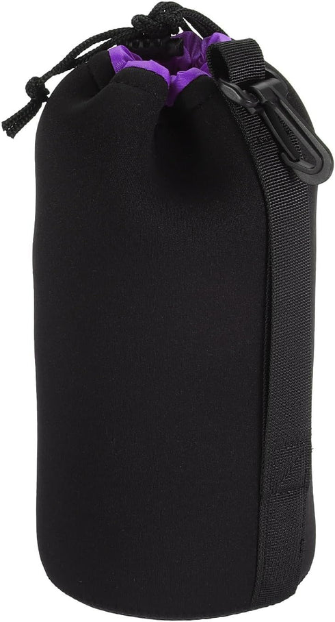 PATIKIL Camera Lens Bag, 3.5" IDx9.8 H Drawstring Lens Pouch with Thick Neoprene, Lens Case for DSLR, Black, Purple