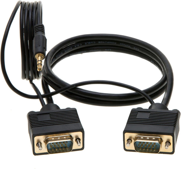 Cables Direct Online 6FT SVGA + Audio Monitor Cable - Male to Male VGA to VGA 1080P for PC, Projector, Laptop, TV