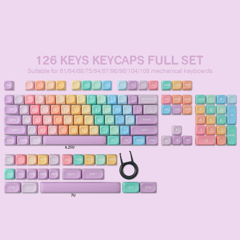 Tsungup 126 Set MOA Profile Keycaps,PBT Cute Rainbow Candy Keycaps Keys Dye-Sublimation Custom Keycap with Keycap