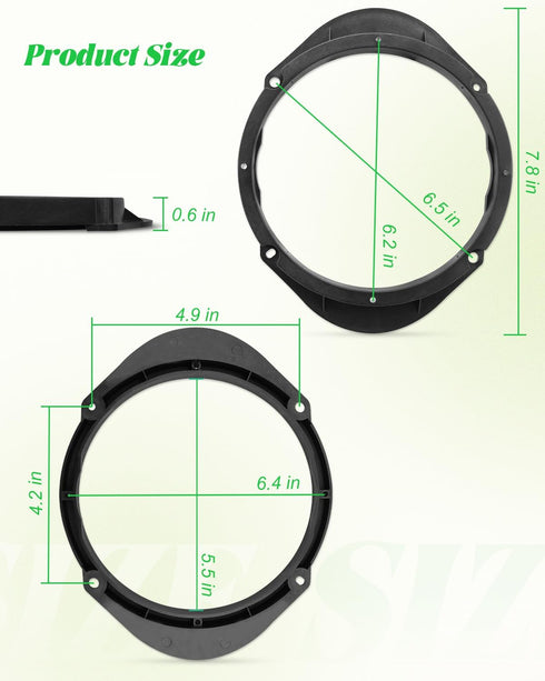 Door Speaker Adapter Spacer 5x7 or 6x8 to 6.5 inch for Mazda 2 3 6 CX-7 BT-50 Tribute CX-9