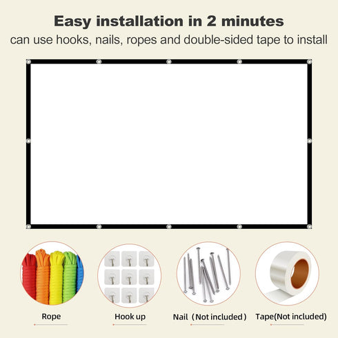Foldable 60-inch Projector Screen, XINLEMY 4K 16:9 HD Portable Double-Sided Cinema Screen for Home Theater