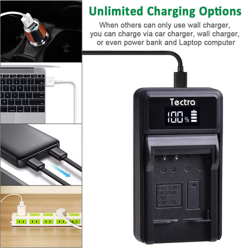 Tectra 2-Pack Li-50B D-LI92 Batteries with LED USB Charger for Olympus VR-340 1010 1020 1030SW Tough 6000