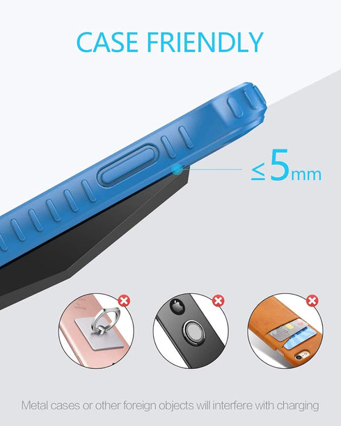 NANAMI Fast Wireless Charger with USB Phone Charger, Qi Certified Charging Stand with QC3.0 Adapter for iPhone 15/14/13