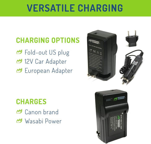 Wasabi Power Battery and Charger (2-Pack) for Canon NB-11L, NB-11LH, PowerShot A2300 IS