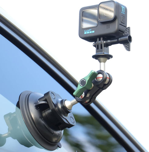 SEASKY S1 Car Suction Cup Camera Mount for GoPro Hero & DJI OSMO Action, Aluminum Alloy Holder