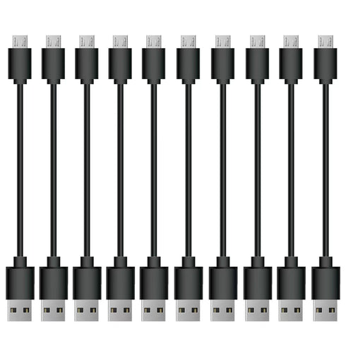 Short Micro USB Cable, 10 Pack 0.5FT USB 2.0 Cables in Black