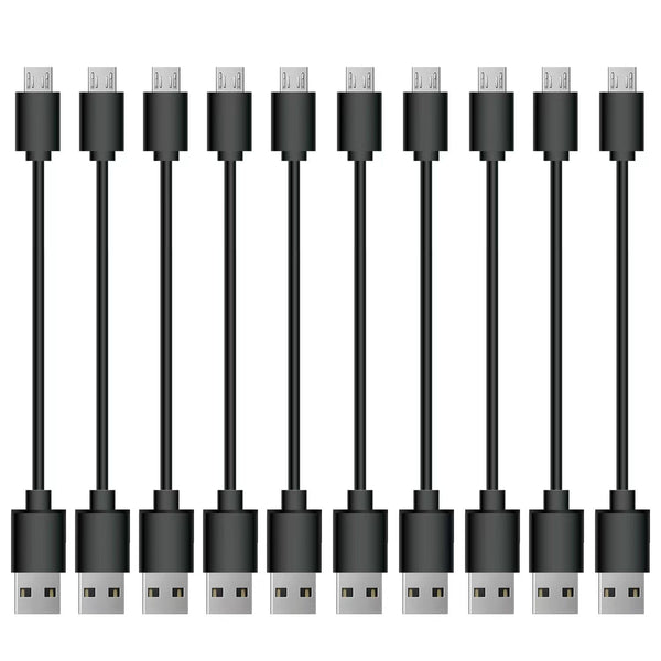 Short Micro USB Cable, 10 Pack 0.5FT USB 2.0 Cables in Black