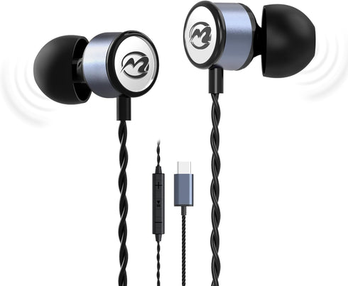 MORMOQUE EP09 Hi-Fi Stereo USB C Headphones,Type C in-Ear Wired Earbuds with Deep