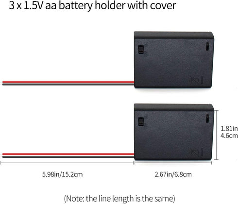 OLIREXD 5 Pack 3AA Battery Holder with ON/Off Switch, 3 Slots, Storage Box with Wire Leads, Screw Cap Case