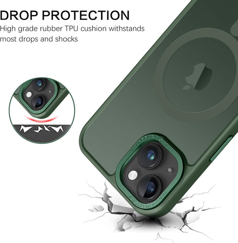 BENTOBEN iPhone 14 Plus Case, Dark Green Slim Shockproof Magnetic Cover, Compatible with MagSafe, 6.7" Protective Case.