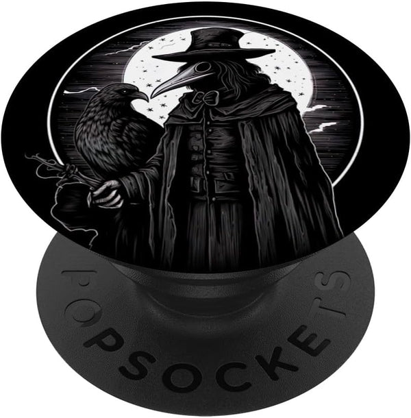 PopSockets Standard PopGrip Black Crow Death Plague Doctor Occult Aesthetic Raven