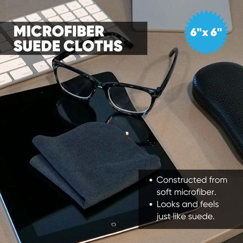 Premium Lens Glasses Cleaning Cloth by Microfiber Wholesale | Black | 6”x6” | 10pk | Soft Microfiber Suede | Travel Size Reusable | No Lint Scratch-Free Durable | Lenses Glasses Phones