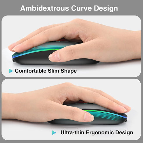 cimetech Bluetooth Mouse, Wireless Rechargeable Mouse with Dual Mode (Bluetooth 5.1 and 2.4G), Compatible with iPad, PC