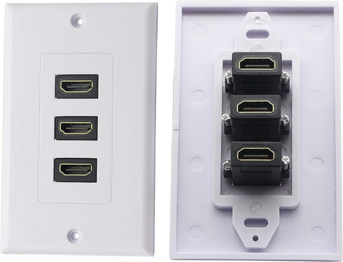 zdyCGTime 3-Port HDMI 2.0 Decorative Wall Plate - HDMI, Component, Composite Audio Video Wall Outlet Mount Panel,