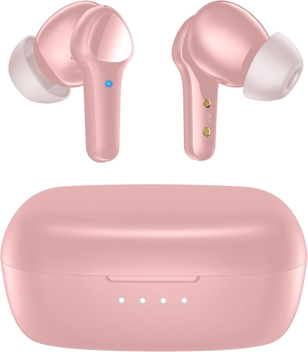 Pink Wireless Earbuds, Bluetooth 5.3 Headphones with Immersive Sound, Hi-Fi Stereo, IPX8 Waterproof, 4 Mics Noise