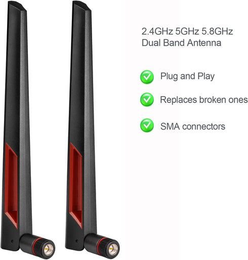 Superbat Dual Band WiFi Antenna, 2.4GHz 5GHz SMA Antennae for PC Desktop Computer (2-Pack)