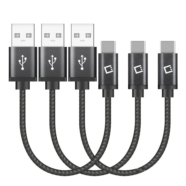 Cellet 4-Inch USB-C Cable, Type-C to USB-A Fast Charging Cord for Apple iPhone 15, Samsung Galaxy (3 Piece)