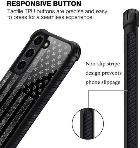 ZHEGAILIAN Samsung Galaxy S23 Case Compatible, Gray Flag Design, Shockproof Anti-Scratch for Boy Men