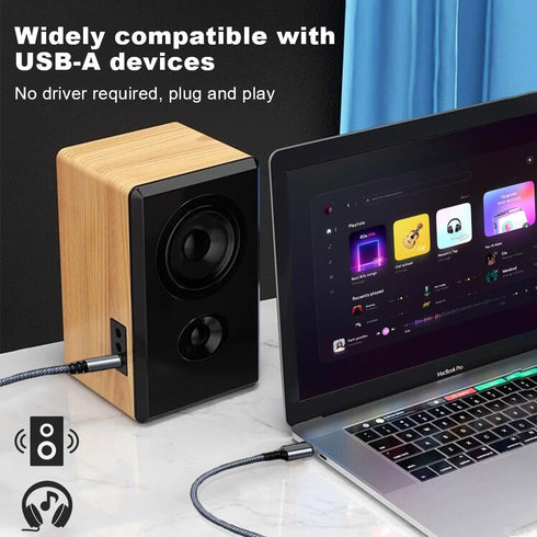 USB to 3.5mm Audio Aux Cable, 10FT/3M USB Male to AUX Male Jack TRS Stereo Cord for PC, Laptop, Speaker, Headphones,