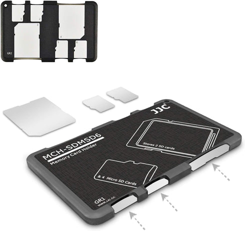 6 Slots SD Micro SD Card Case Storage Organizer, Ultra-Thin Lightweight Credit Card Size for 2 SD SDHC SDXC and 4 Micro