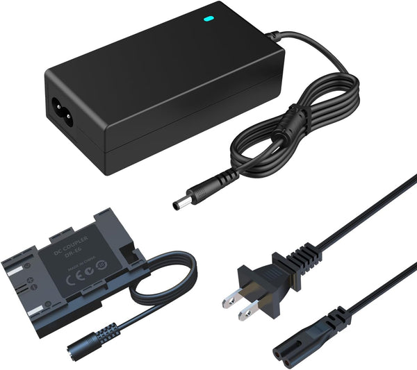 ACK-E6 AC Power Adapter with Dummy Battery Kit for Canon EOS R, R5, R6, 5D Mark III IV, 6D, 7D Cameras