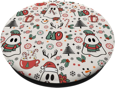 Spooky Ghost Cute Christmas Ho Ho Merry Holiday Retro Pastel PopSockets Standard PopGrip