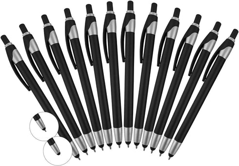 12 Pack Black Stylus with Ball Point Pen for iPad Mini, iPad 2/3, New iPad, iPhone 5 4S 4 3GS, iPod Touch, Motorola Xoom, Xyboard, Droid, Samsung Galaxy Asus (12 Pack Black)